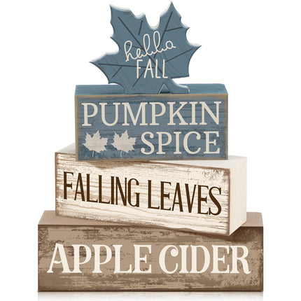 4 Pcs Thanksgiving Table Decor Wooden Stacked Maple Leaf Fall Decor