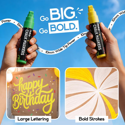 Washable Jumbo Liquid Chalk Markers for Glass and Boards, 10mm, 12 Pack - photo 2