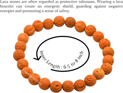 Orange Lava 8mm Gemstone Crystal Stretch Bracelet - photo 4