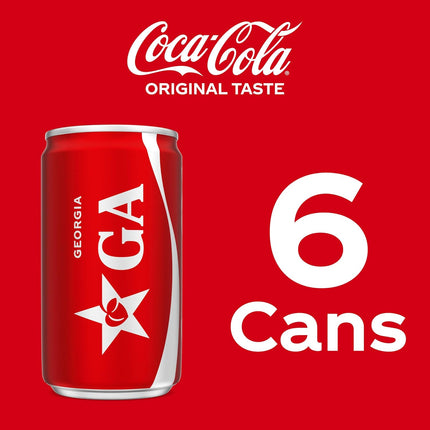 Coca-Cola Soda Soft Drink Mini Cans, 7.5 fl oz, 6 Pack