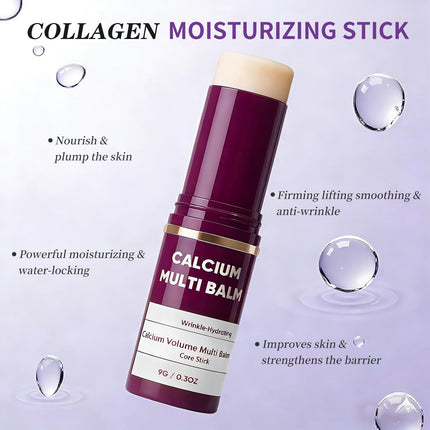 Calcium Volume Multi Balm for Wrinkles,Korean Collagen Firming & Hydrating Calcium Multi Balm Stick with Vitamin D & Shea Butter,Supports Skin Barrier for Eyes,Face & Neck (0.32 Fl Oz (Pack of 2)）