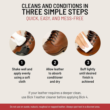 Bickmore Bick 4 Leather Conditioner and Leather Cleaner 2 oz - Will Not Darken Leather - Safe of Leather Apparel, Furniture, Jackets, Shoes, Auto Interiors, Bags & All Other Leather Accessories
