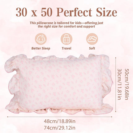 Personalized Embroidered Muslin Toddler Pillowcase with Name, Custom 100% Cotton Ruffle Edge Baby Pillows Cover, Monogram Soft Pillow Case 12"x20" with Envelope Closure Gifts for Kids Boy Girls