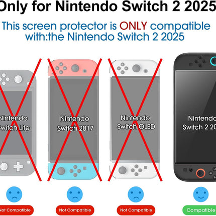 amFilm Tempered Glass Screen Protector Compatible with Nintendo Switch 2 7.9" 2025 Alignment Installation Frame (3-Pack)