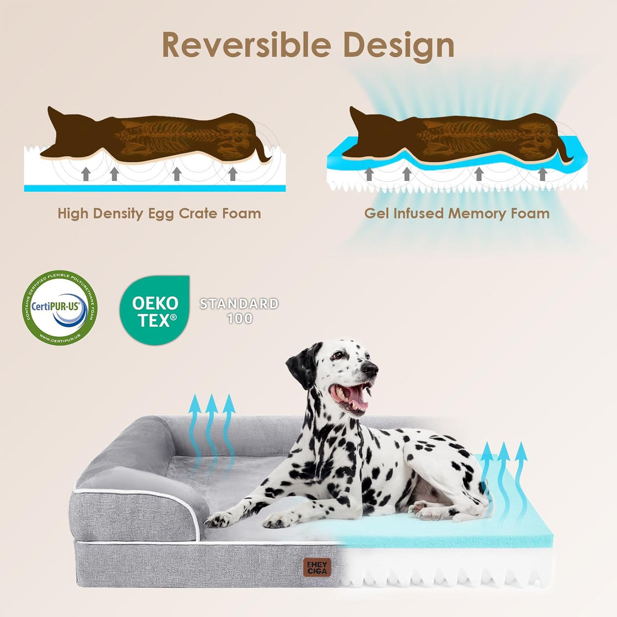 Orthopedic Extra Large Dog Bed with Sides, 44 x 32 Inch, Grey - photo 4