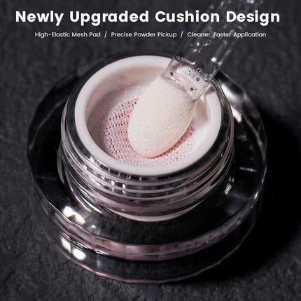 Yokefellow GleamTap Cushion Aurora Chrome Nail Powder -Mermaid Aurora Effect,Nail Art Glitter Decoration for Home DIY Salon Manicure (GT111 Afterglow/Purple Blue with Coral Sheen)