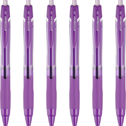 Uni-Ball Jetstream Elements Ballpoint Pen, Medium Point (1.0mm), Violet Ink, 6 Pens