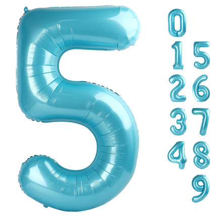 Number Balloons 5 Balloon Blue Birthday Decorations for Men Party, 40 Inch
