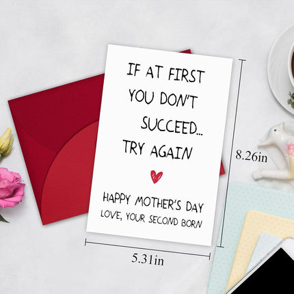 Funny Mothers Day Card for Mom, Happy Mothers Day Cards from Daughter or Son, Mother's Gift Ideas, Unique Mother Gifts for Mom from Your Second Born, Personalized Mama Gifts for Moms from Kids