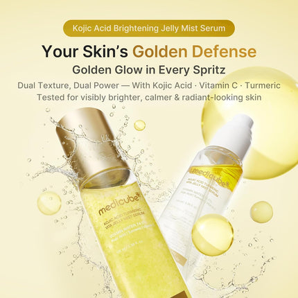 medicube Jelly Mist Serum with Kojic Acid Turmeric | 2-in-1 Daily Facial Spray and Serum | With Vitamin C, Turmeric, Panthenol for Hydrating, Calming Care | Lightweight, Refreshing Mist | 3.38 fl.oz