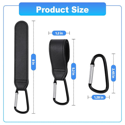 4 Pack Premium Non-Slip Stroller Hooks, Adjustable Carabiner Clips, Multifunctional Baby Stroller Accessories for Diaper Bags/Purses, Universal Fit for Strollers, Bikes, Wheelchairs & Walkers