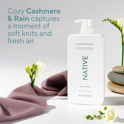 Native Body Wash for Women & Men, Cashmere & Rain, 36 oz Pump Bottle, Sulfate-Free & Gentle for All Skin Types