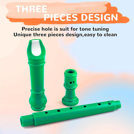8-Hole Soprano Descant Recorder Baroque Style Kids Music Flute with Cleaning Rod & Case Bag for School Student Home Entertainment - Green