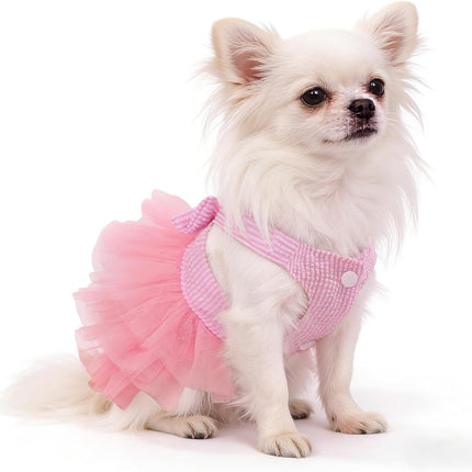 XXS Dog Clothes Girl, Female Dog Dresses for Small Dogs Girl, Pink Dog Tutu Dress, Sweet Puppy Princes Skirt with Dog Bowknot Clips, Spring Summer Pet Apparel for Toy Poodle Chihuahua Yorkie
