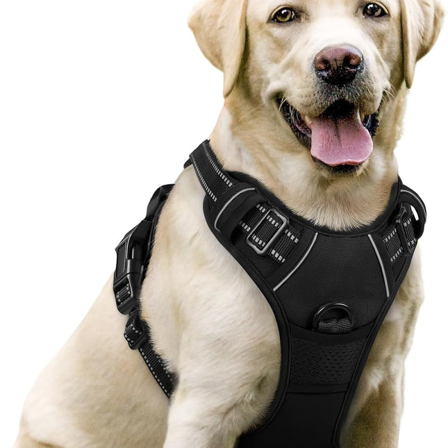 Dog Harness No Pull with 2 Leash Clips, Adjustable Soft Padded, Reflective Oxford No Choke Pet Vest with Easy Control