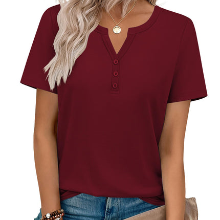 Blusas de verano para mujer con cuello V y manga corta, elegantes y casuales