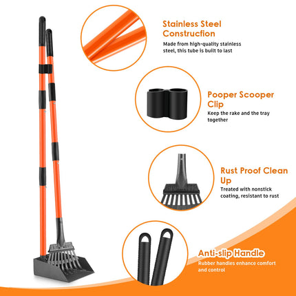 Pooper Scooper, Long Handle Dog Poop Scooper for Medium Small Dogs