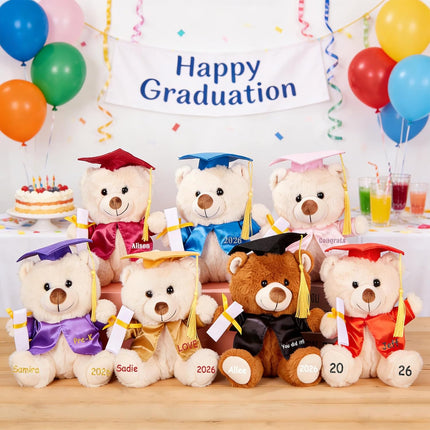 TNYKER Custom Graduation Bear 2026 Personalized Name Graduation Stuffed Animal Monogrammed Graduation Plush PreK Kindergarten High School College Grad Gifts for Kids Her Him