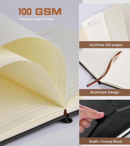 Lined Journal Notebook for Women Men,256 Pages A4 Large Hardcover Leather Journals for - photo 4