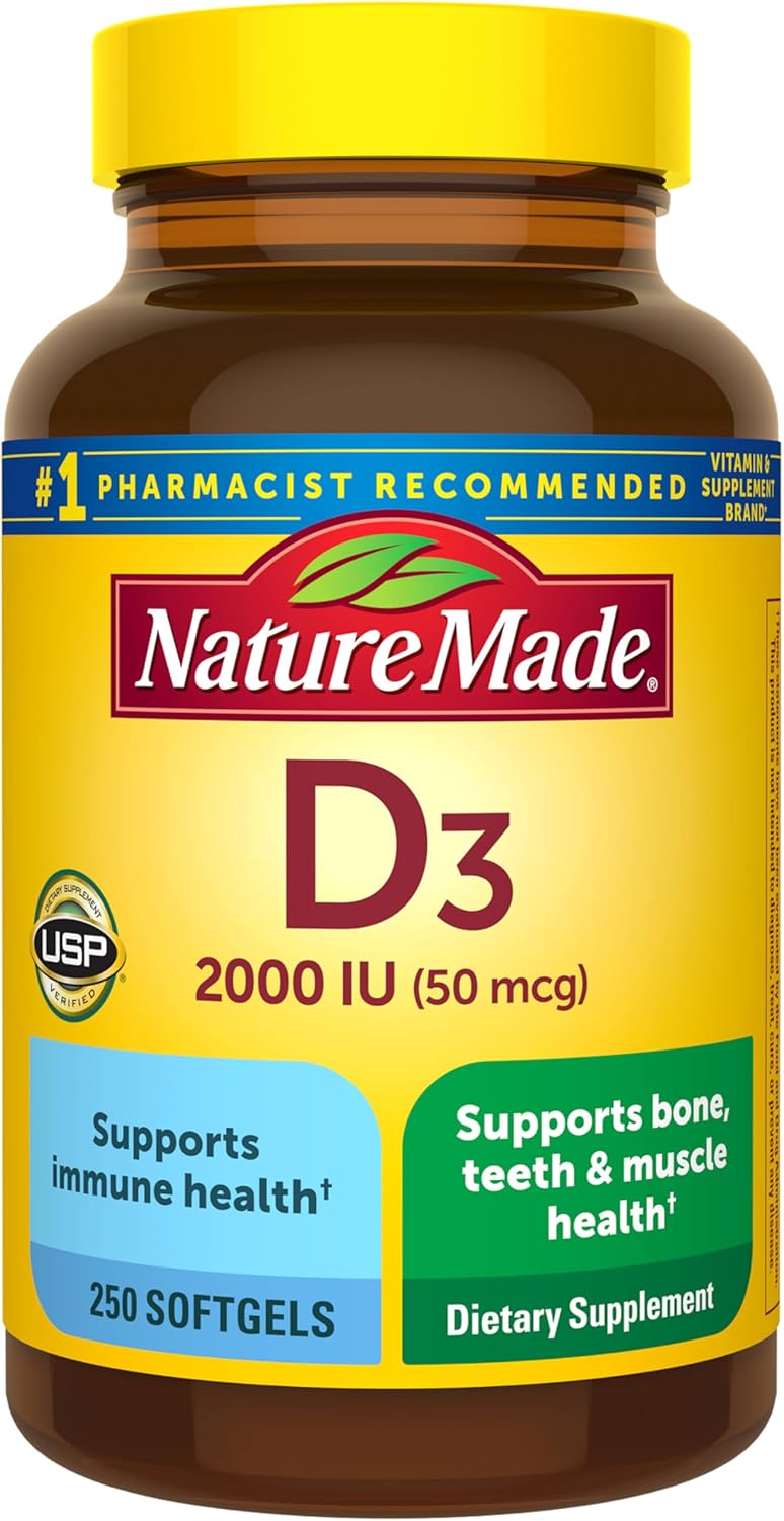 Nature Made Vitamin D3 2000 IU Softgels – Bone, Muscle & Imm