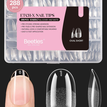 Soft Gel Nail Tips Short Almond 288pcs in 12 Sizes Etch-X