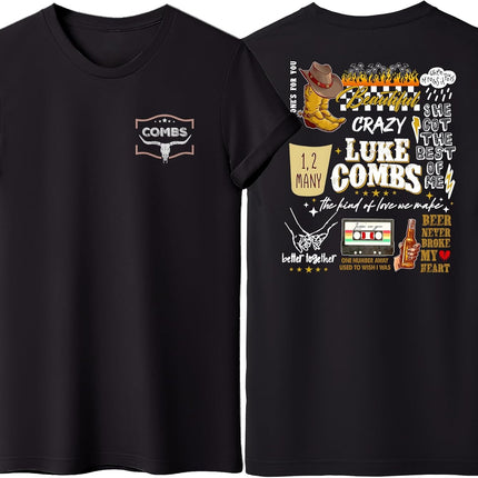 Combs Retro Music Tshirt - Country Concert Outfit, Western Party Longhorn Rodeo T Shirt, Unisex Adult Size S – 2XL