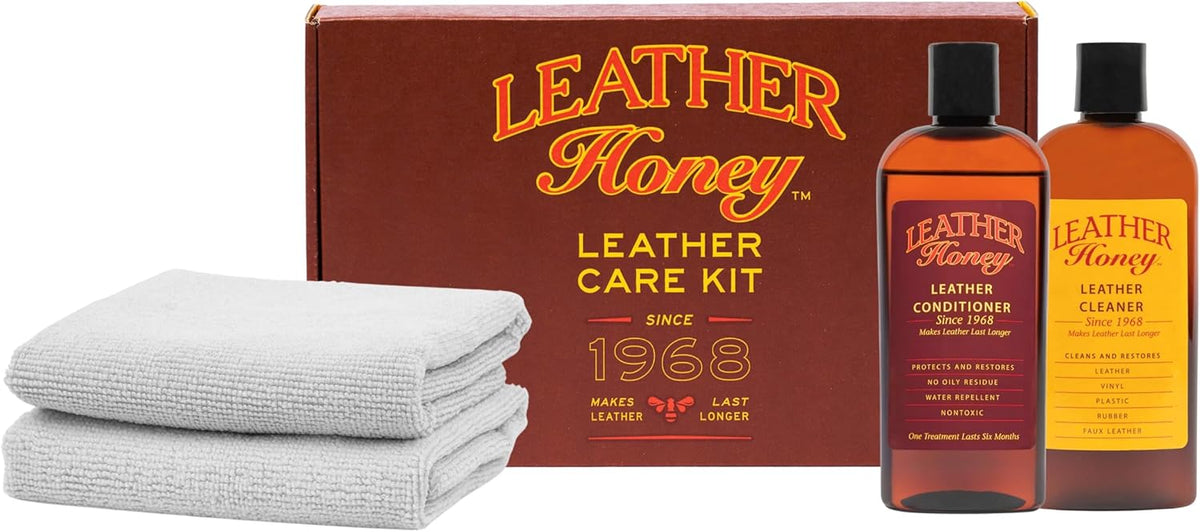 Complete Leather Care Kit with Cleaner, Conditioner and 2 Cloths