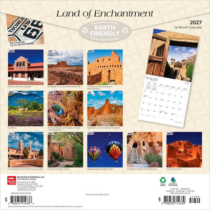 Land of Enchantment | New Mexico Places | 2027 12 x 24 Inch (Hanging) Monthly Square Wall Calendar | Plastic-Free | BrownTrout | USA United States of America Southwest State Nature