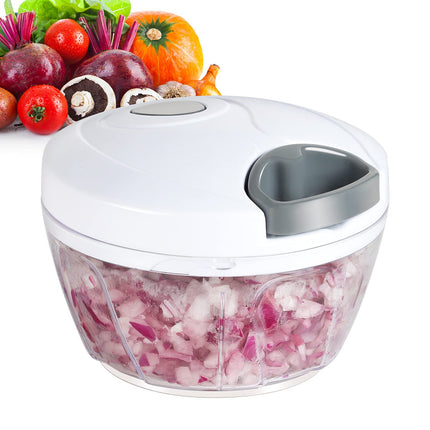 Manual Food Processor Vegetable Chopper, Portable Hand Pull String Garlic Mincer Onion Cutter for Veggies, Ginger, Fruits, Nuts, Herbs, etc., 500ml, Grey