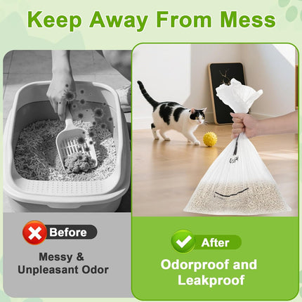 Litter Box Waste Bags,90 Count | Compatible with Litter Box Ro.bot 4/3/5| Thick & Leakproof Automatic Litter Box Liners | 23.6x25.2in Transparent Cat Litter Liners |9-11 Gallon Capacity for Cat Owner