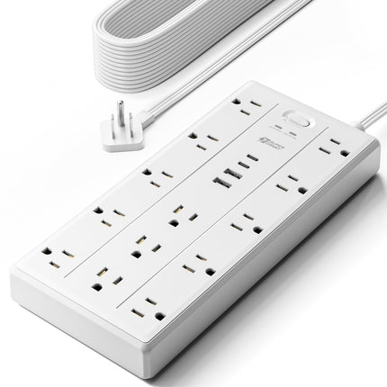10Ft Extension Cord with Multiple Outlets, Flat Plug Power Strip - photo 14