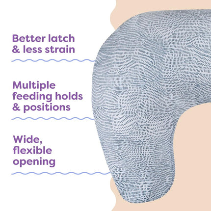 Boppy Nursing Pillow - Ergonomic Bottle & Breastfeeding Pillow with High, Firm, Large Area, Water-Repellent Cushion with Washable Cover; Baby Safety Alliance Verified - Blue Speckled Current