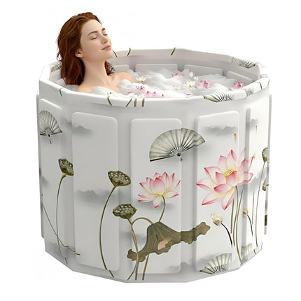 Portable Bathtub for Adult, Foldable Soaking Bathtub for Hot SPA&Ice Bath, Foldable Small Bathtub collapsible bathtub for Bathing, 6-layer Insulated portable tub,Space-Saving (black, 25.9X27.5 IN)