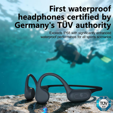 Bone Conduction Headphones IPX8 Waterproof Swimming Headphones Open Ear Headphones with MP3 Mode 32GB Memory 8H Playtime Bluetooth 5.4 Ear Buds Secure Fit for Running and Fitness (Gray)