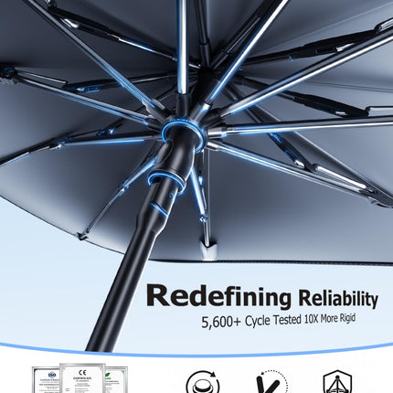 2026 Upgrade Windshield Sun Shade Umbrella, Double Thickened Ice Crystal Coating Sun & Heat Protection, Keep Vehicle Cool & Protect Interior, Zero Light Leakage Medium 57" L x 31" W