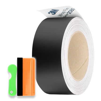2 inchesx25 Feet Gloss Black Vinyl Wrap Kit for Black Out Chrome Delete Made from Genuine 3M 2080 Film Window Trim Door Trim