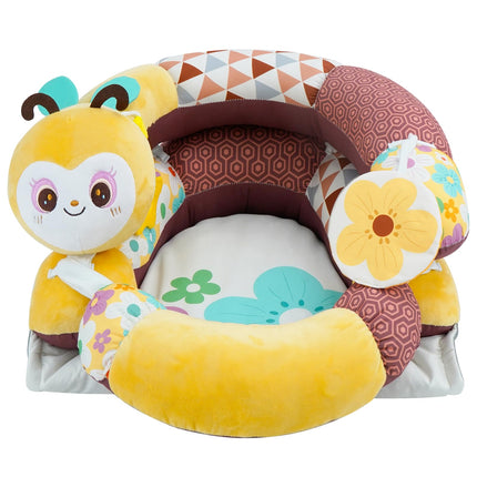 2-in-1 Tummy Time Mat & Seated Support Pillow,Baby Tummy Time Pillow Support for Newborns and Older Babies,with Detachable Support Pillow and Toys Bear