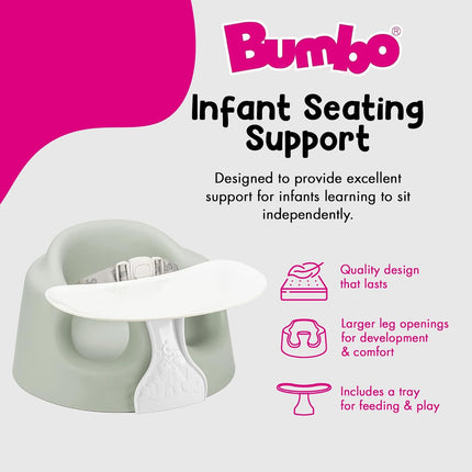 Bumbo Baby Infant Soft Foam Comfortable Support Wide Floor Seat Plus+ with 3 Point Adjustable Harness for Ages 3 to 12 Months, Agave