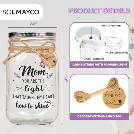 Mothers Day Gifts for Mom, Birthday Gifts for Women, Sentimental Mason Jar, Best Mom Gift Ideas from Daughter Son, Happy Birthday Appreciation Retirement Thank You Presents For Mom