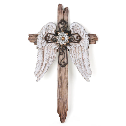 Home Decor Rustic Angel Wings Crosses Wall Décor 12" H Wall Cross