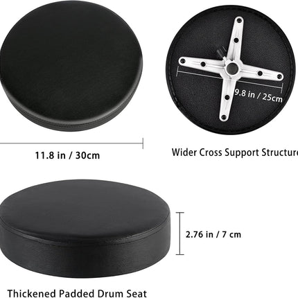 EASTROCK Drum Throne,Padded Drum Seat Drumming Stools with Anti-Slip Feet for Adults and Kids Drummers (Black)