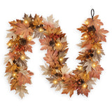 6 FT Lighted Fall Garland with Lights Autumn Automatic ON/Off Timer