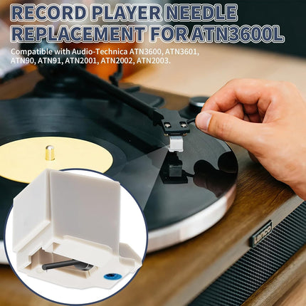 ATN3600L-ATN3600LC Record Player Needle - Diamond Conical Replacement Stylus Compatible with Audio-Technica AT-LP60 Series, AT-LP60X, AT-LP60XBT and Sound Burger Turntable（2 Pack）