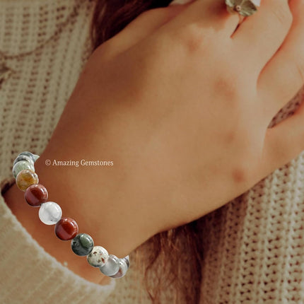 Amazing Gemstone Crystal Bracelet for Women Men's Gifts - Protection Healing Crystal Bracelet - 8mm Gemstone Beaded Stretchable Bracelet Pulseras Para Hombres Mujer Stocking Stuffers Mothers Day Gift