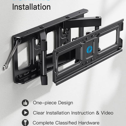 Pipishell TV Wall Mount for 26-74 inch LED LCD OLED 4K TVs up to 99lbs, Full Motion TV Mount Bracket Articulating Swivel Extension Tilting Leveling Max VESA 400x400mm, Fits 12/16 Inch Wood Studs