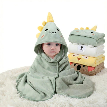 Hooded Baby Towel - Premium Soft Bath Towel for Baby, Newborn,Infant - Ultra Absorbent,Natural Baby Stuff Towel, Soft Coral Velvet Coral Fleece Bath Towel for Boys and Girls (Happy Dinosaur)