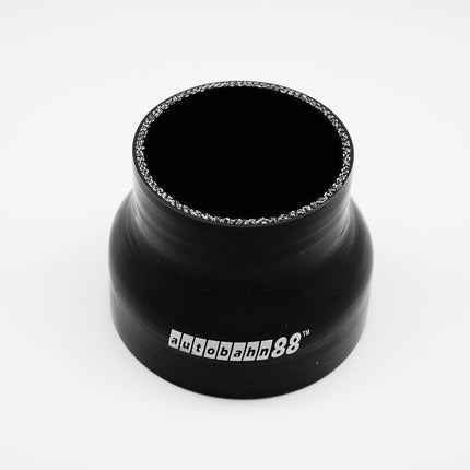 Autobahn88 Automotive Silicone Hose Coupler, Reducer Coupler, ID= 1.75" to 2.25" (45 to 57mm), Length 3.3" (85mm), Wall Gauge= 0.16" (4mm), 3-Ply, Black