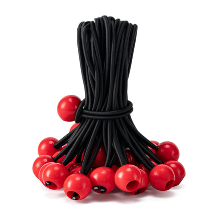 Paquete de 30 cuerdas elásticas con bola, cuerdas bungie resistentes (6", negro/blanco)