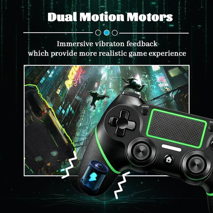 Wireless Controller for Ps4 Controller Compatible with PS4/Slim/Pro/Windows PC,with Touchpad/Vibration/Built-in Speaker&3.5mm Headphone Jack/Six-axis Motion Control/USB-C Charging Cable,Black Green