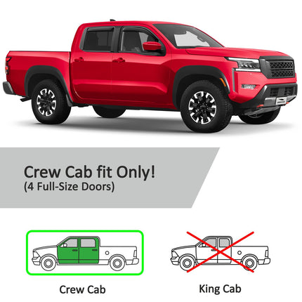 in-Channel Extra Durable Rain Guards for Nissan Frontier 2022-2026 Crew Cab, Window Deflectors, Vent Window Visors, 4 Pieces - 200457